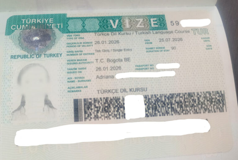 Turkish Language Course Visa Photo of a Client from Colombia