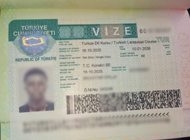 Turkish Language Course Visa Photo of a Client from Guinea