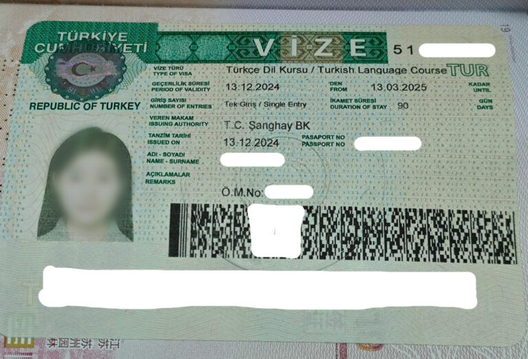 Turkish Language Course Visa Photo of a Client from China