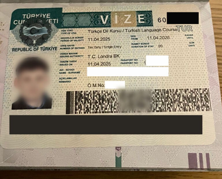 Turkish Language Course Visa Photo of a Client from UK
