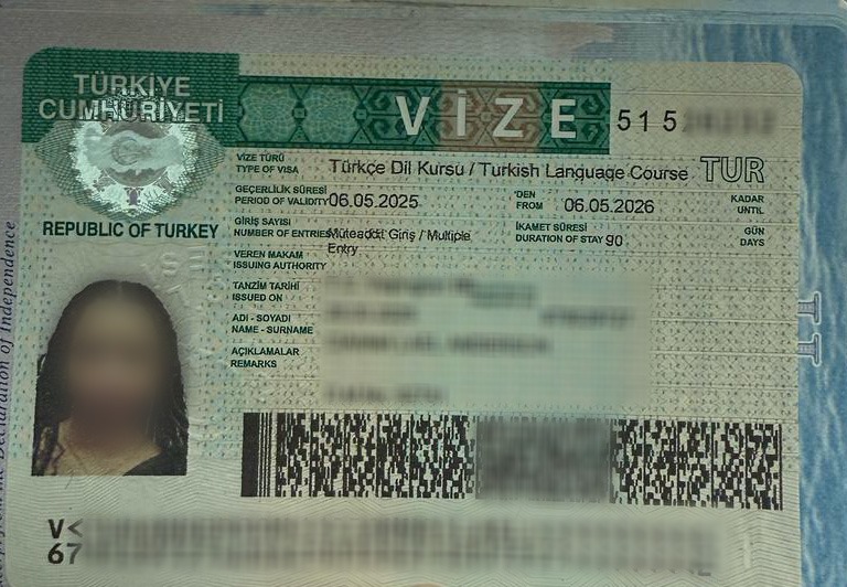Turkish Language Course Visa Photo of a Client from USA